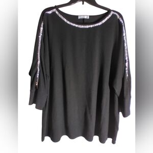 89th & Madison Black Top with Silver Accents Size 2X. Formal Party Night Out